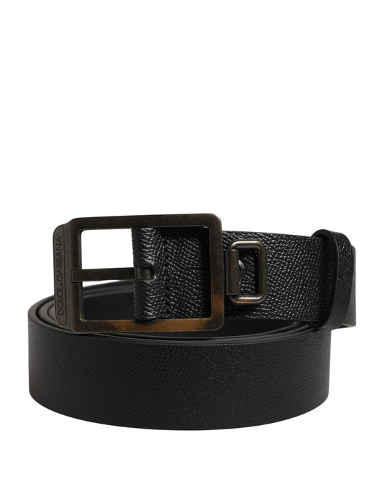 Dolce & Gabbana Zwart Kalfslederen Riem met Gouden Metalen Gesp