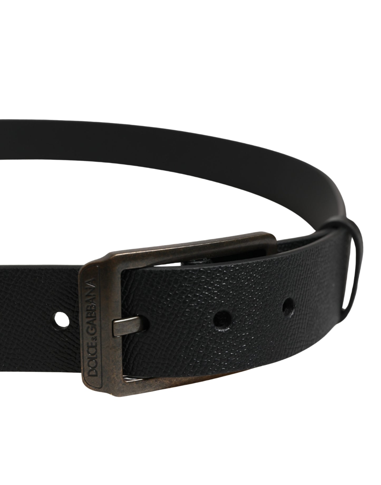 Ceinture Dolce &amp; Gabbana en cuir de veau noir avec boucle en métal doré