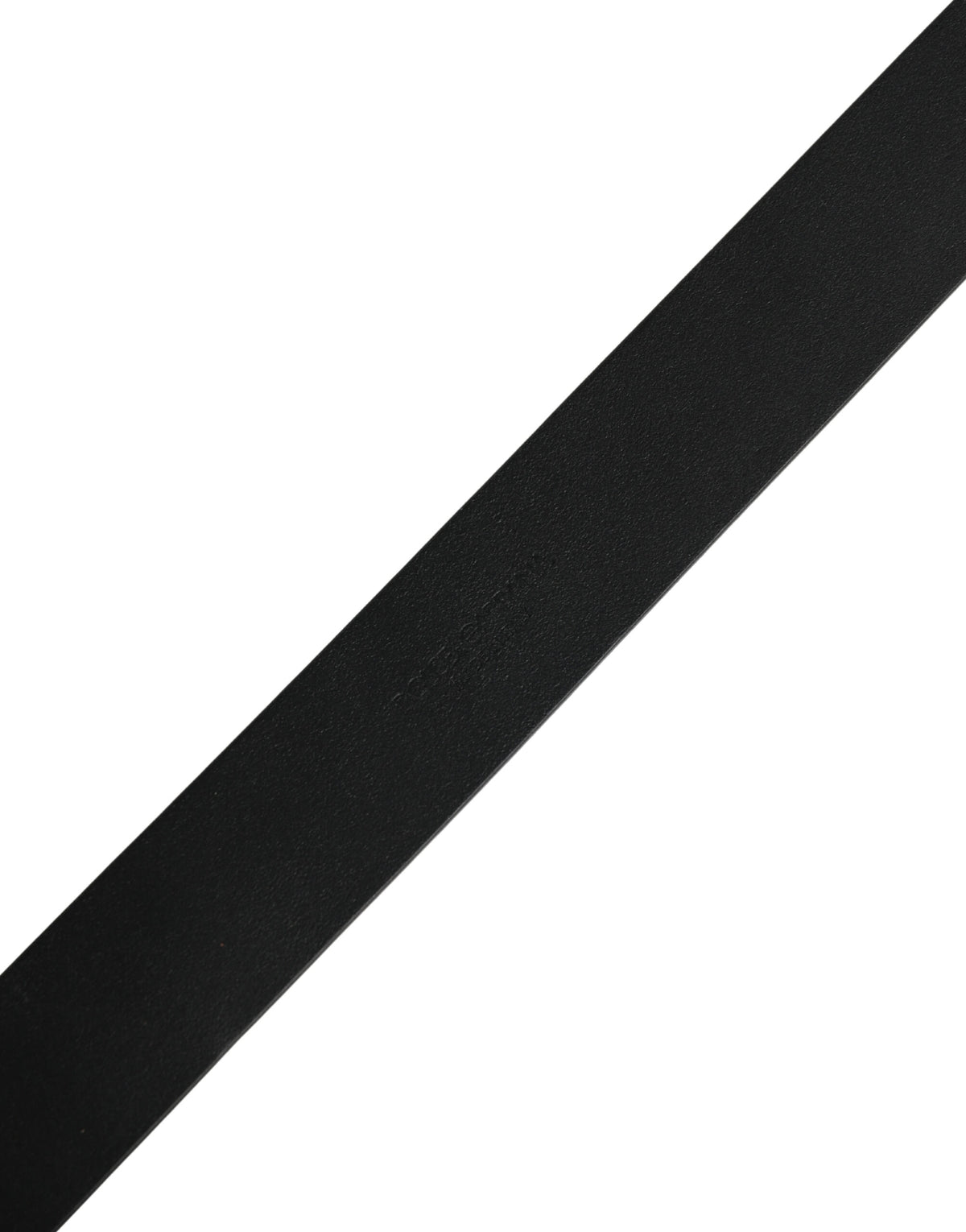 Ceinture Dolce &amp; Gabbana en cuir de veau noir avec boucle en métal doré