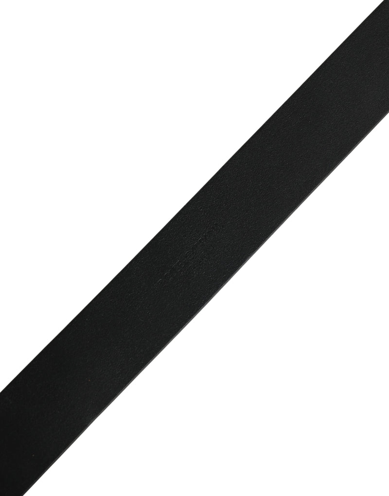 Ceinture Dolce &amp; Gabbana en cuir de veau noir avec boucle en métal doré