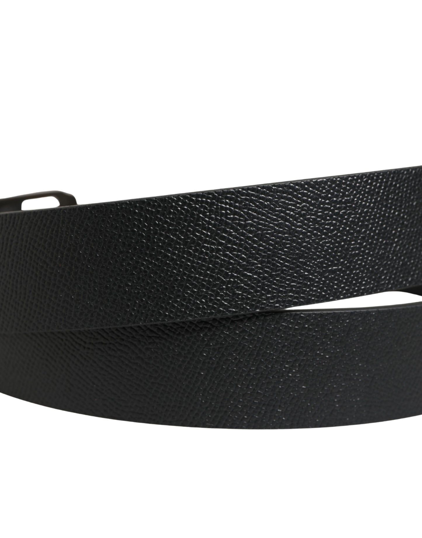 Ceinture Dolce &amp; Gabbana en cuir de veau noir avec boucle en métal doré