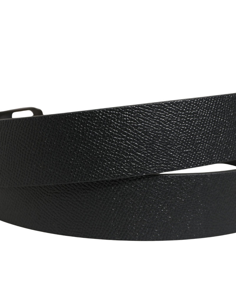 Ceinture Dolce &amp; Gabbana en cuir de veau noir avec boucle en métal doré