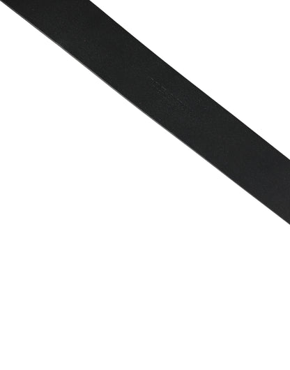 Dolce & Gabbana Black Calf Leather Gold Metal Buckle Belt