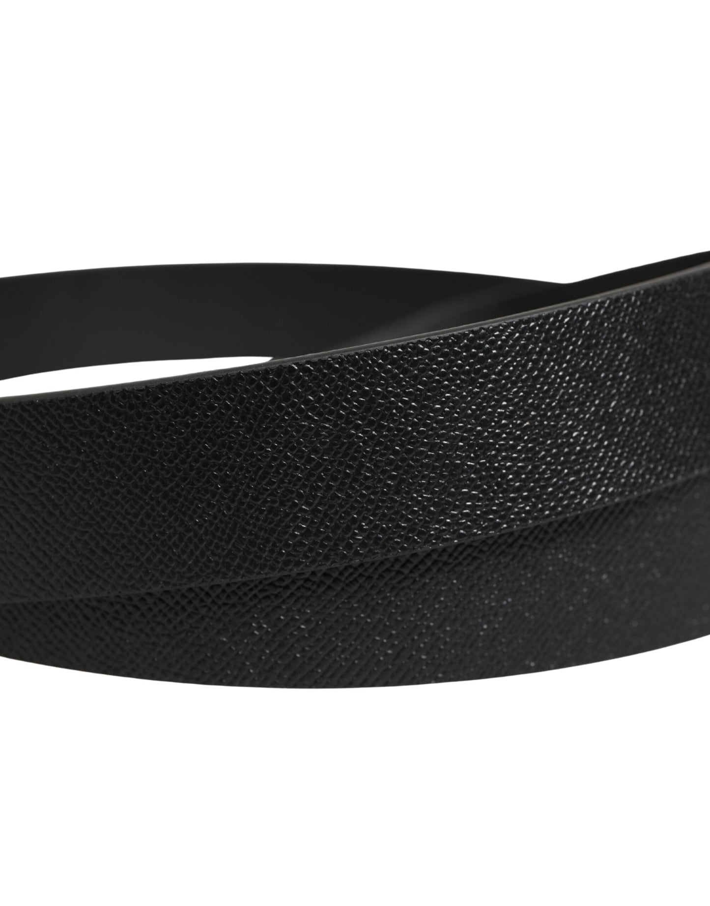 Ceinture Dolce &amp; Gabbana en cuir de veau noir avec boucle en métal argenté