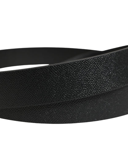 Ceinture Dolce &amp; Gabbana en cuir de veau noir avec boucle en métal argenté