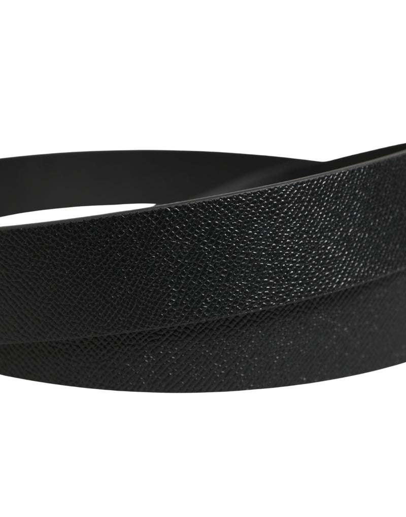 Ceinture Dolce &amp; Gabbana en cuir de veau noir avec boucle en métal argenté