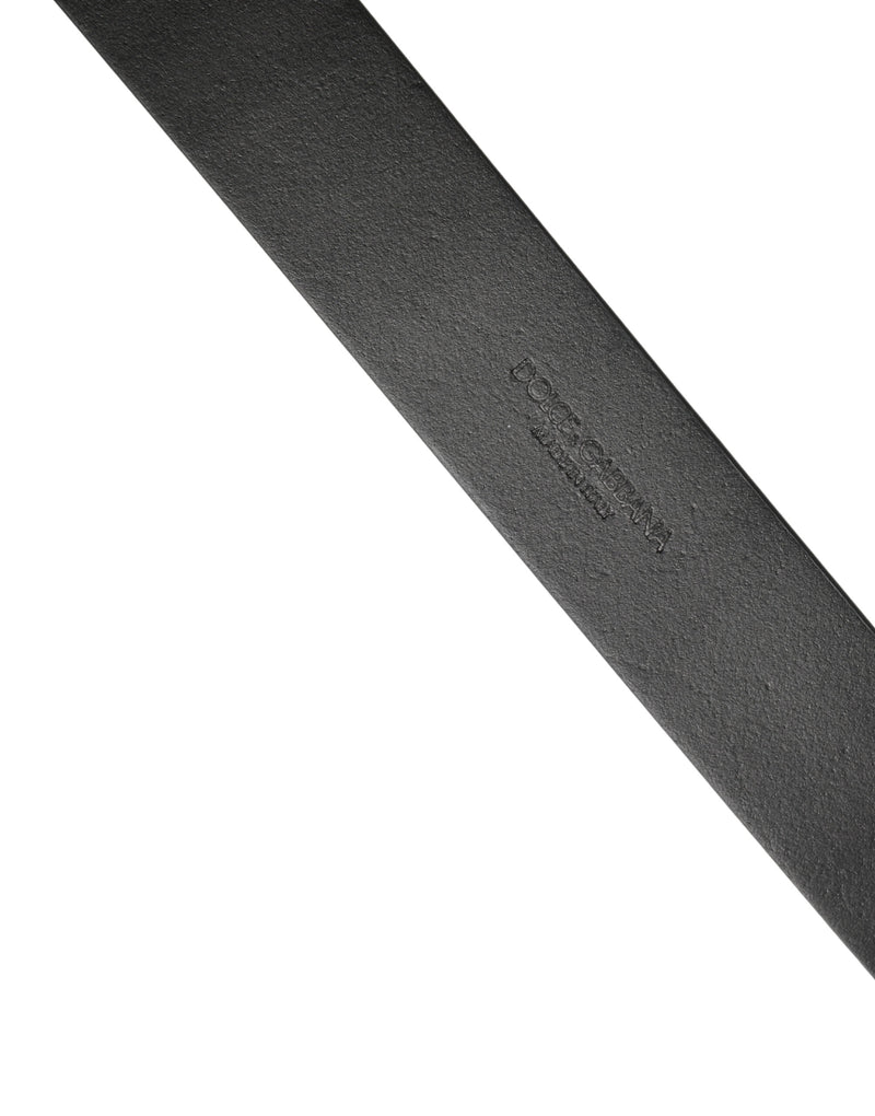 Ceinture Dolce &amp; Gabbana en cuir de veau noir avec boucle en métal argenté