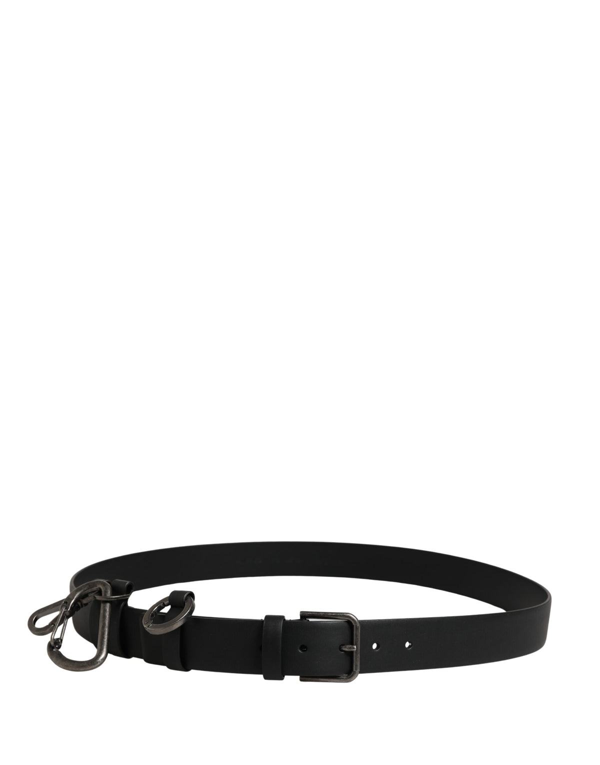 Ceinture Dolce &amp; Gabbana en cuir de veau noir avec boucle en métal argenté