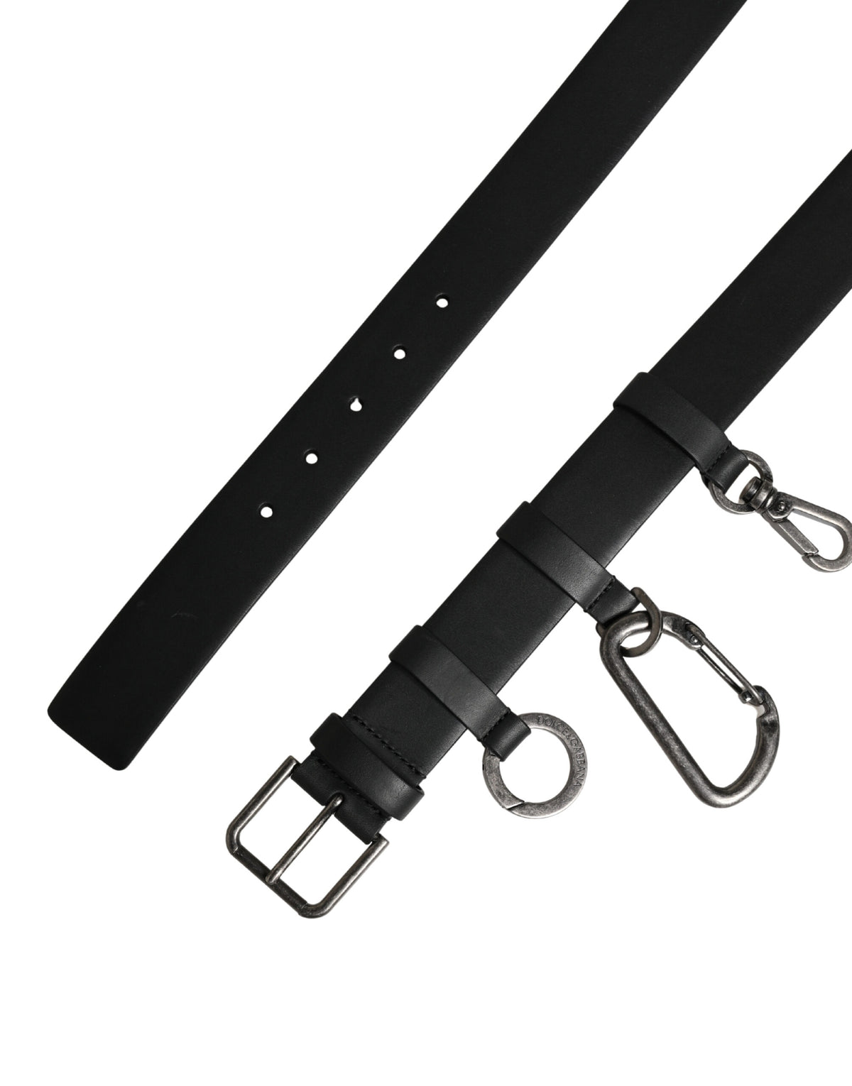Ceinture Dolce &amp; Gabbana en cuir de veau noir avec boucle en métal argenté