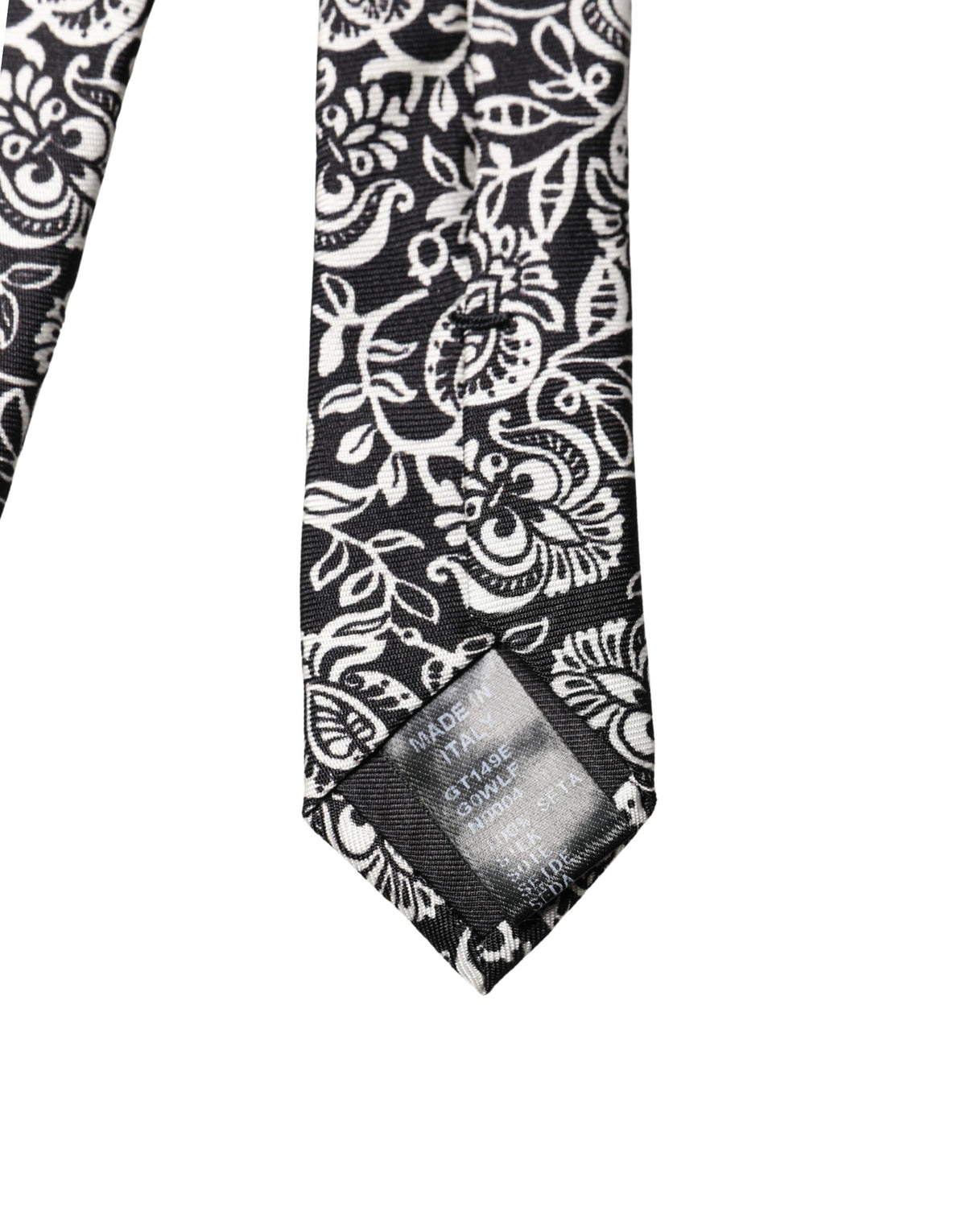 Cravate ajustable en soie Dolce &amp; Gabbana noire et blanche à motif floral fantaisie