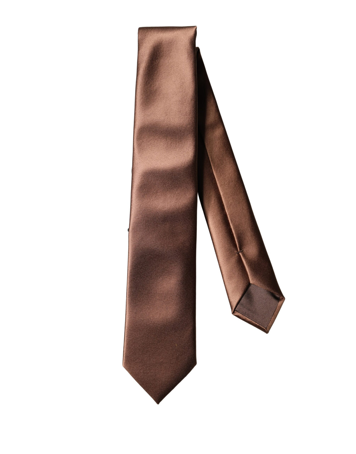 Cravate Dolce &amp; Gabbana marron en satin 100 % soie, large et ajustable, pour homme.