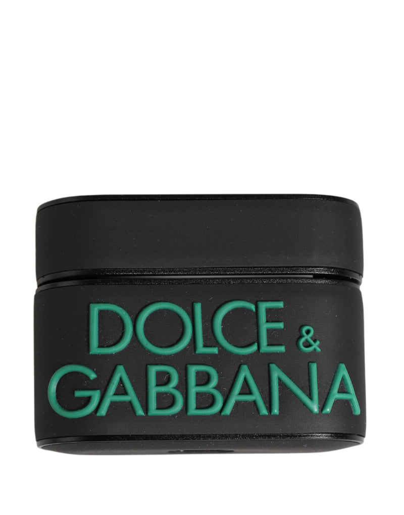 Dolce & Gabbana Black PVC Embossed Logo Flip Holder for Airpods