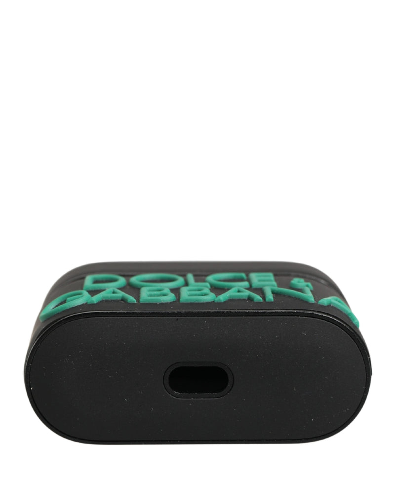 Dolce & Gabbana Black PVC Embossed Logo Flip Holder for Airpods