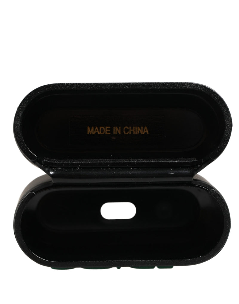 Dolce & Gabbana Black PVC Embossed Logo Flip Holder for Airpods