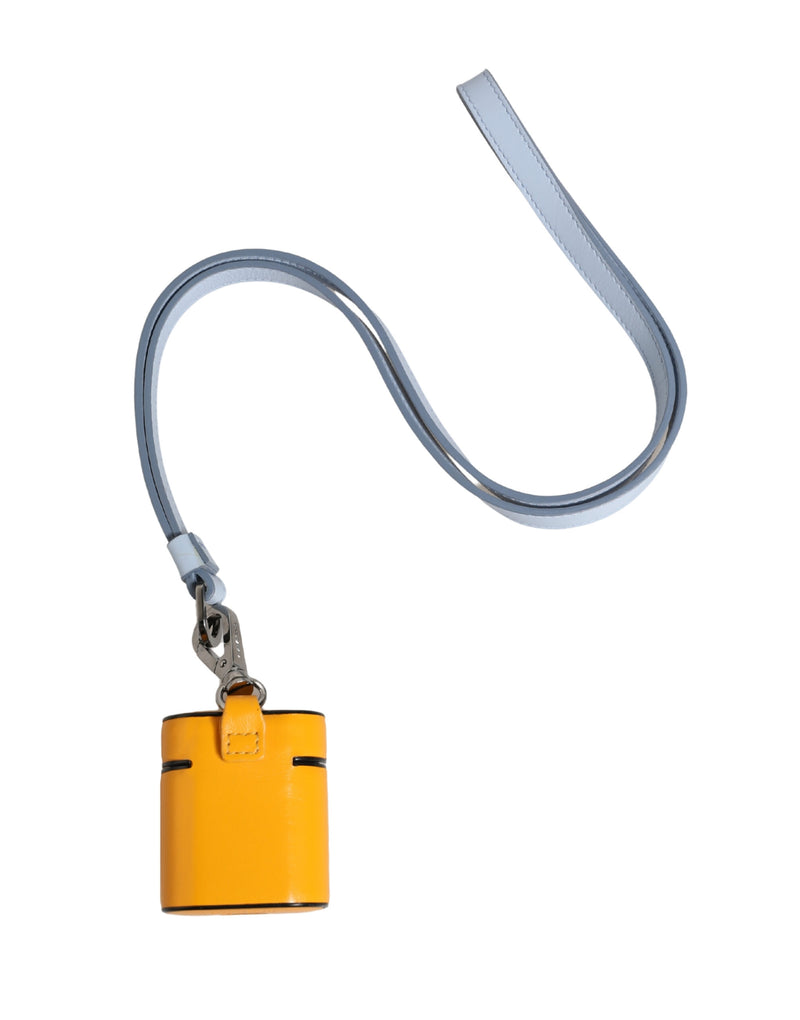 Dolce & Gabbana Yellow Calf Leather Logo Flip Holder for Airpods