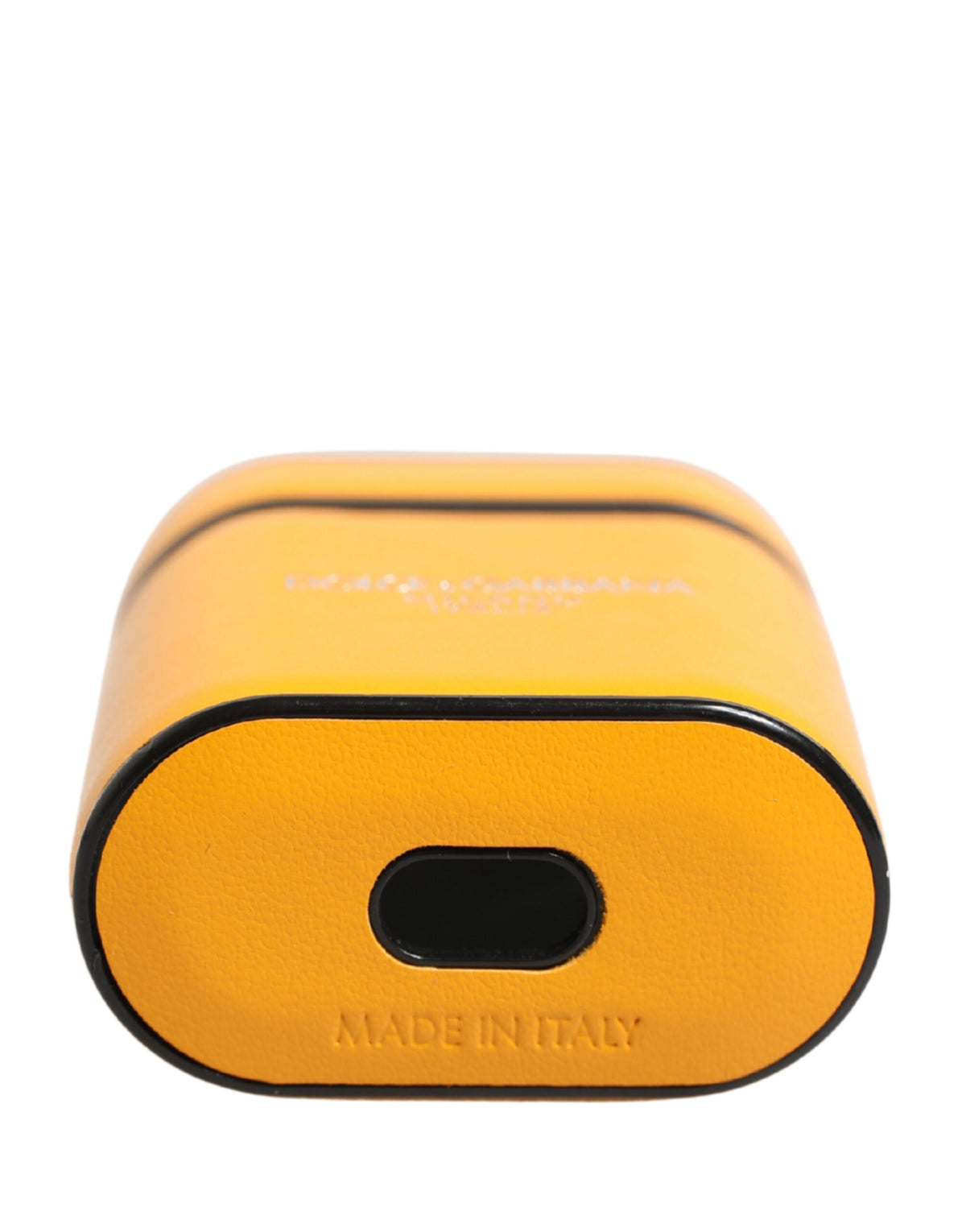 Dolce & Gabbana Yellow Calf Leather Logo Flip Holder for Airpods