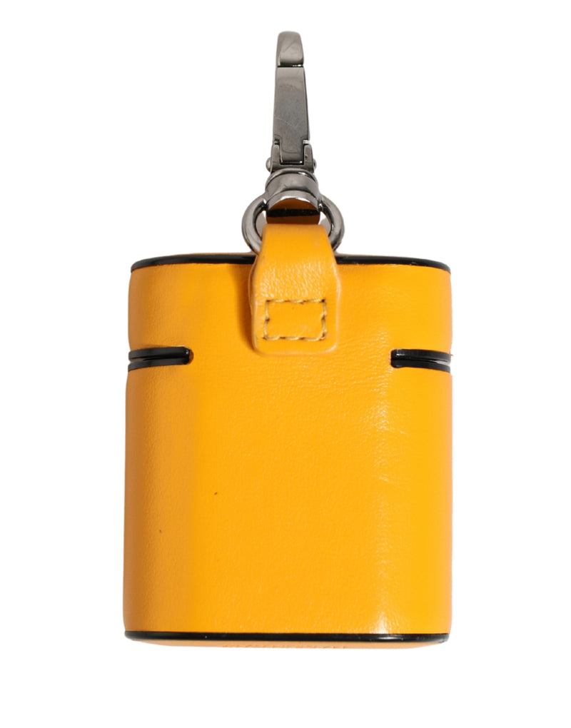 Dolce & Gabbana Yellow Calf Leather Logo Flip Holder for Airpods