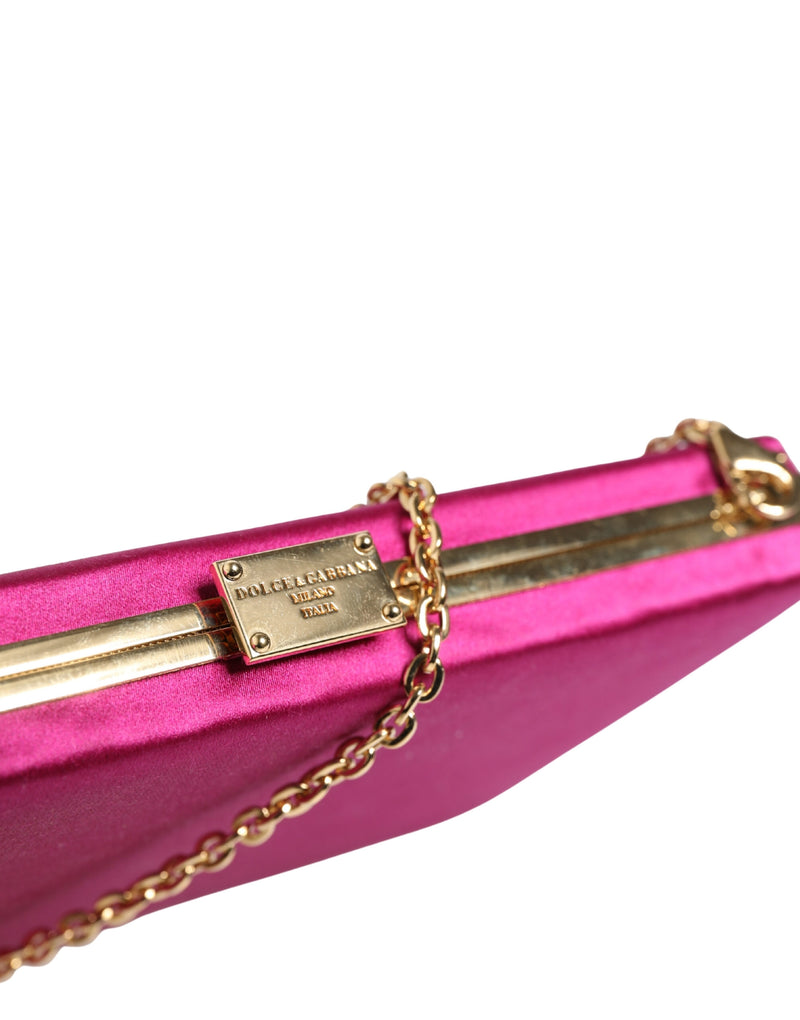 Dolce & Gabbana Pink Cotton Clutch Evening Crossbody Bag