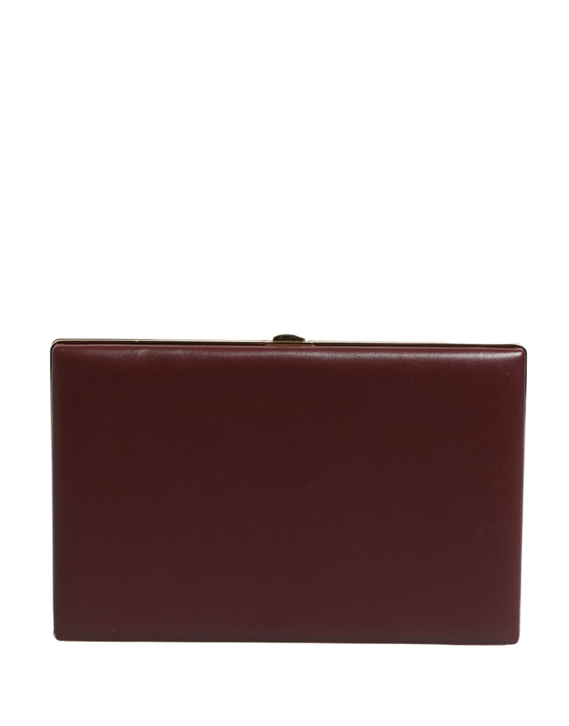 Dolce & Gabbana Brown Calfskin Leather Clutch Evening Purse