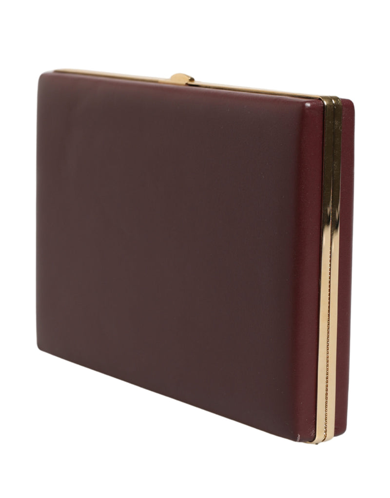 Dolce & Gabbana Brown Calfskin Leather Clutch Evening Purse