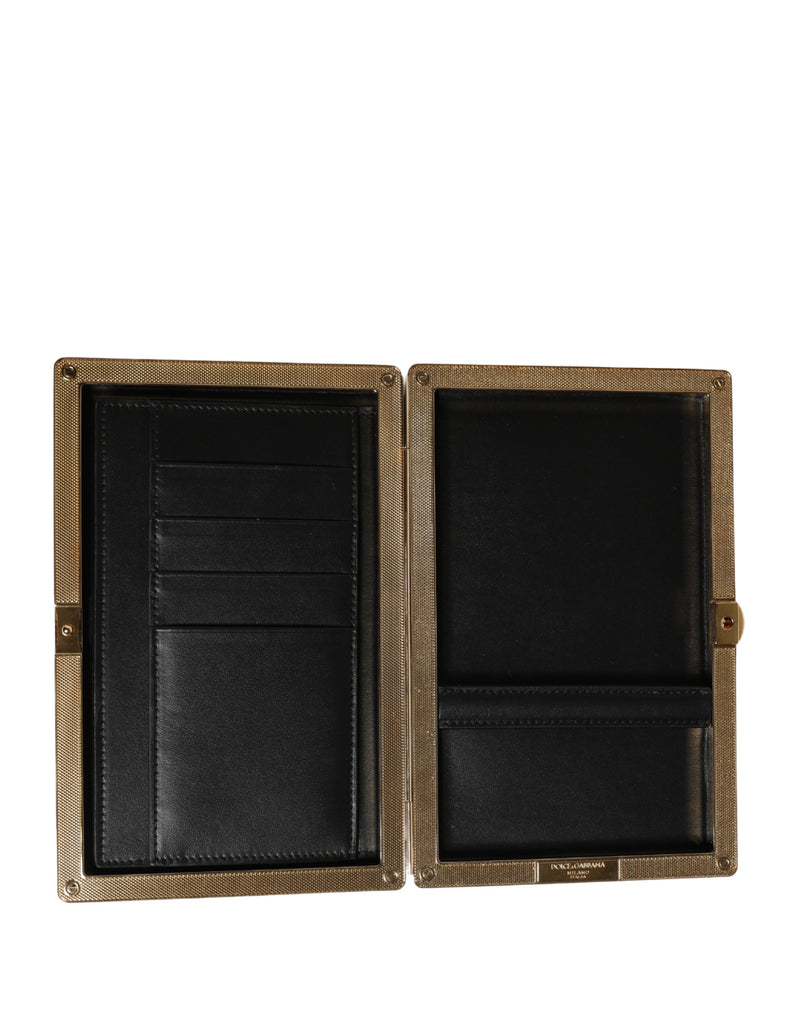 Dolce & Gabbana Brown Calfskin Leather Clutch Evening Purse