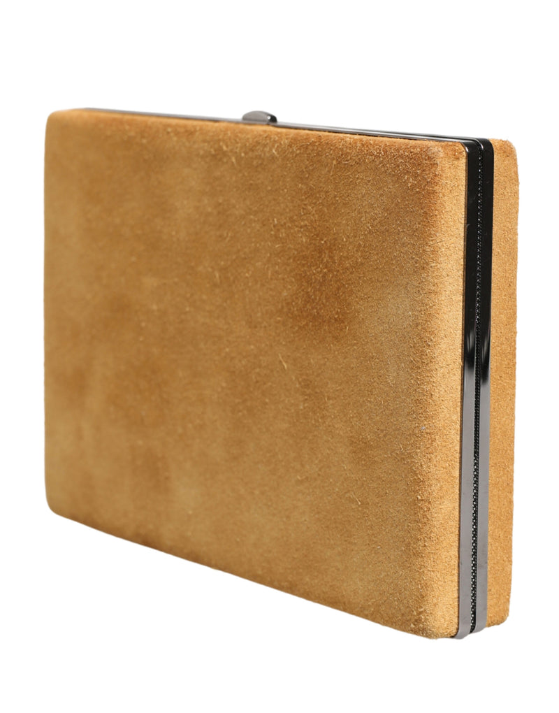 Dolce & Gabbana Beige Velvet Calf Leather Clutch Evening Bag