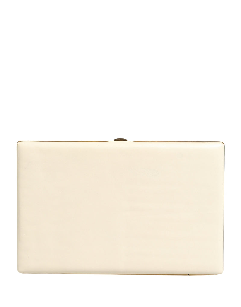 Dolce & Gabbana White Lambskin Leather Clutch Evening Purse