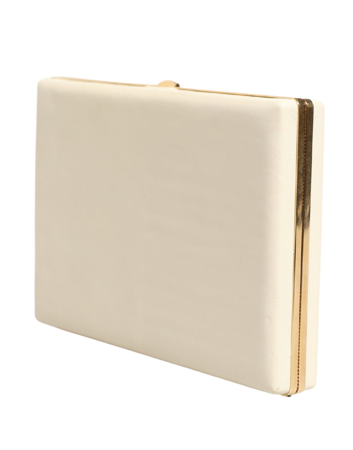 Dolce & Gabbana White Lambskin Leather Clutch Evening Purse