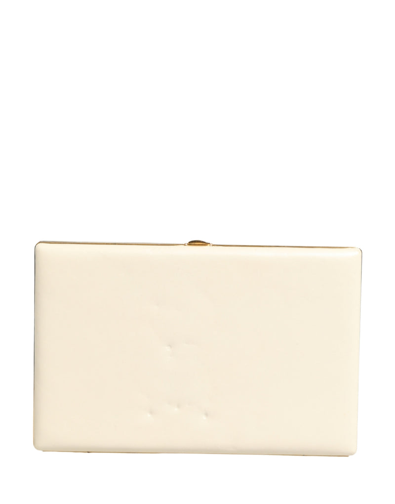 Dolce & Gabbana White Lambskin Leather Clutch Evening Purse