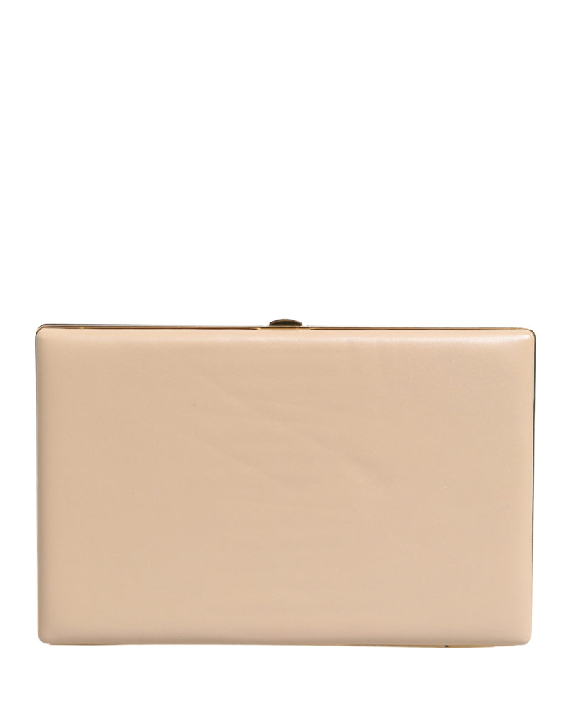 Dolce & Gabbana Beige Lambskin Leather Clutch Evening Purse