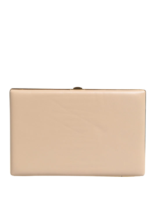 Dolce & Gabbana Beige Lambskin Leather Clutch Evening Purse