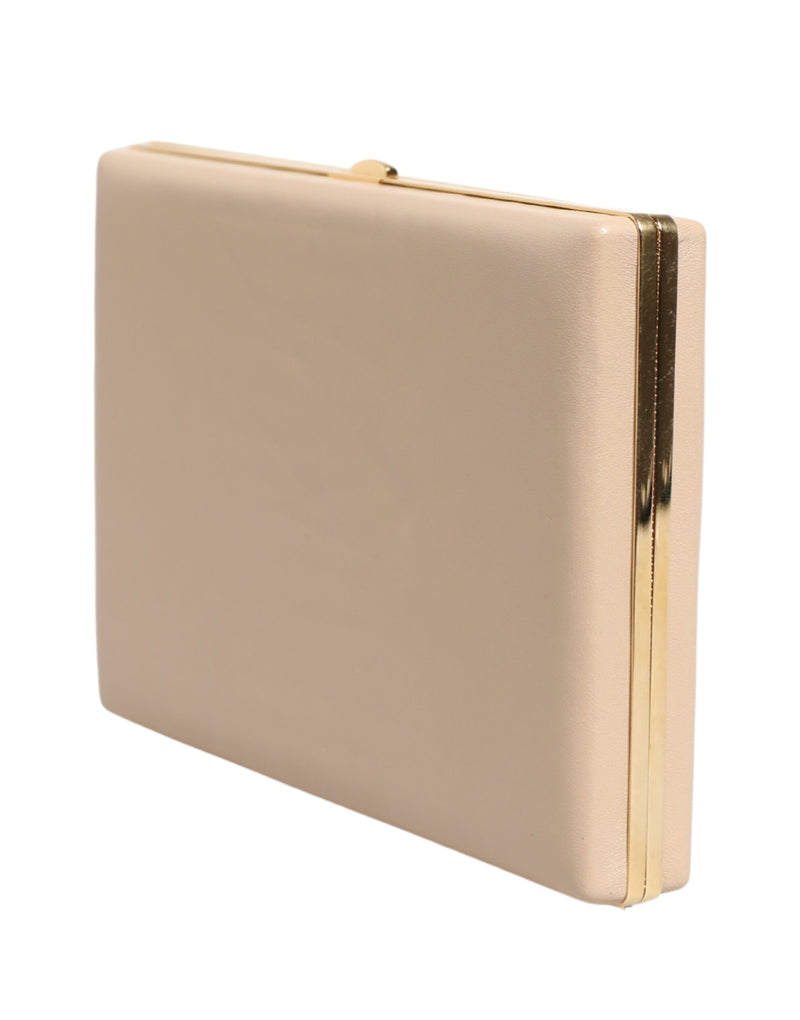 Dolce & Gabbana Beige Lambskin Leather Clutch Evening Purse
