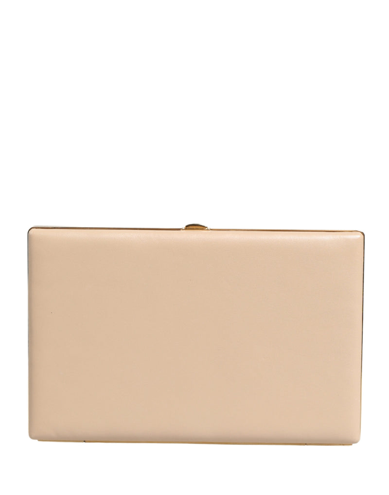 Dolce & Gabbana Beige Lambskin Leather Clutch Evening Purse
