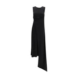 Ami Paris Black Viscose Casual Dress with Lavallière