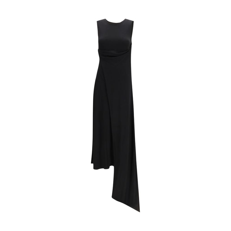 Ami Paris Black Viscose Casual Dress with Lavallière