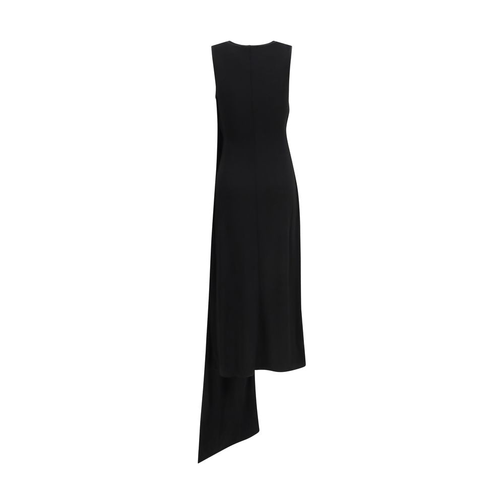 Ami Paris Black Viscose Casual Dress with Lavallière