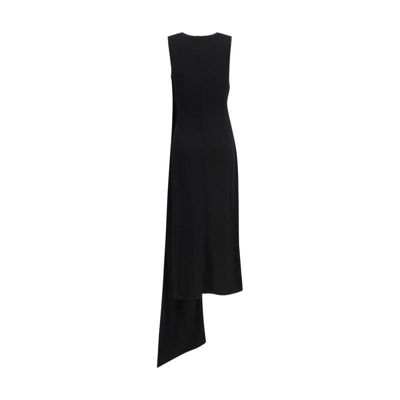 Ami Paris Black Viscose Casual Dress with Lavallière