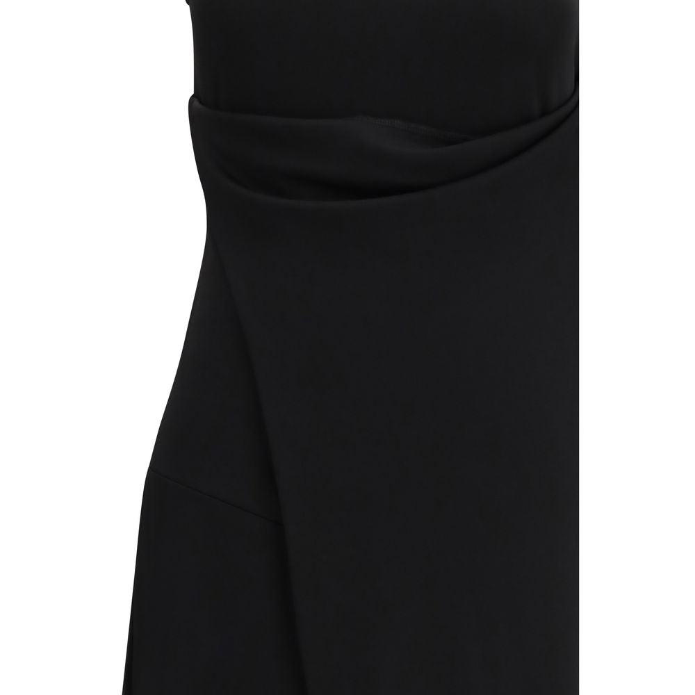 Ami Paris Black Viscose Casual Dress with Lavallière