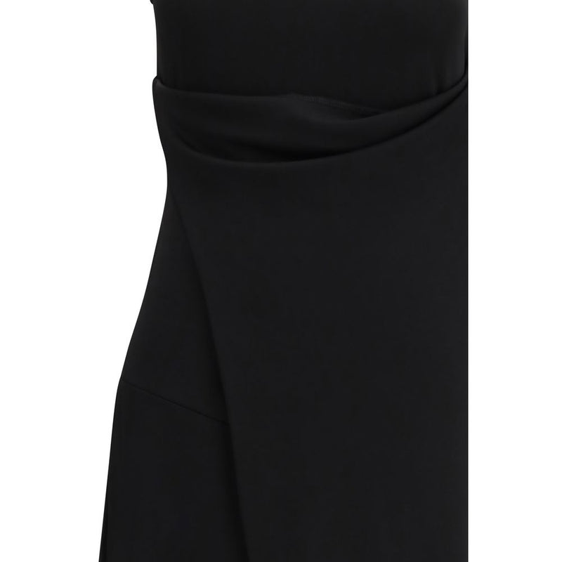 Ami Paris Black Viscose Casual Dress with Lavallière