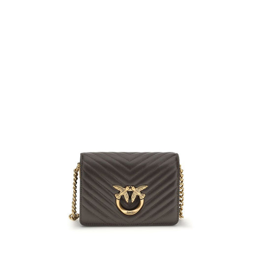 PINKO Brown Calf Leather Bos Taurus Shoulder Bag