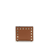 Valentino Garavani Brown Lamb Ovis Aries Wallet - Rockstud Design