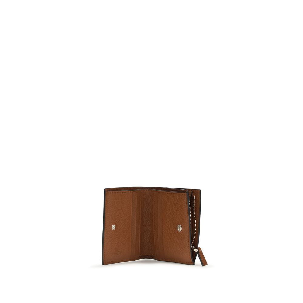 Valentino Garavani Brown Lamb Ovis Aries Wallet - Rockstud Design