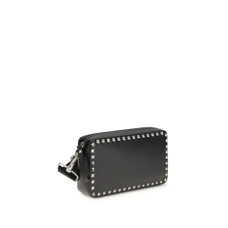 Valentino Garavani Black Calf Leather Bos Taurus Shoulder Bag