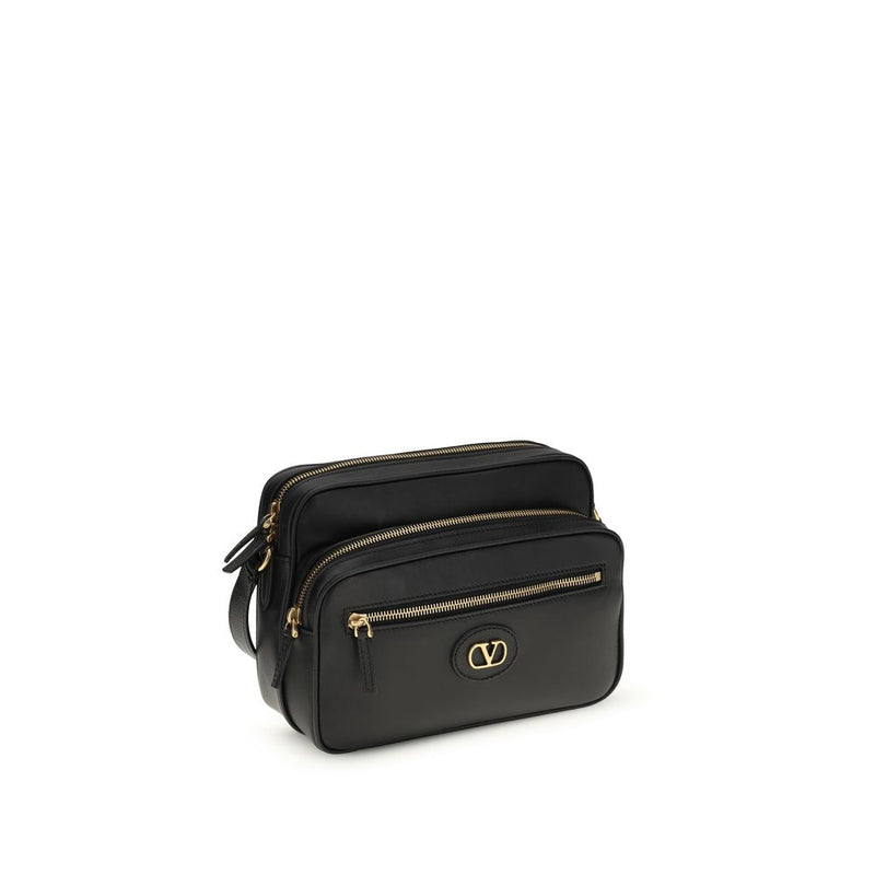 Valentino Garavani Black Calf Leather Bos Taurus Shoulder Bag