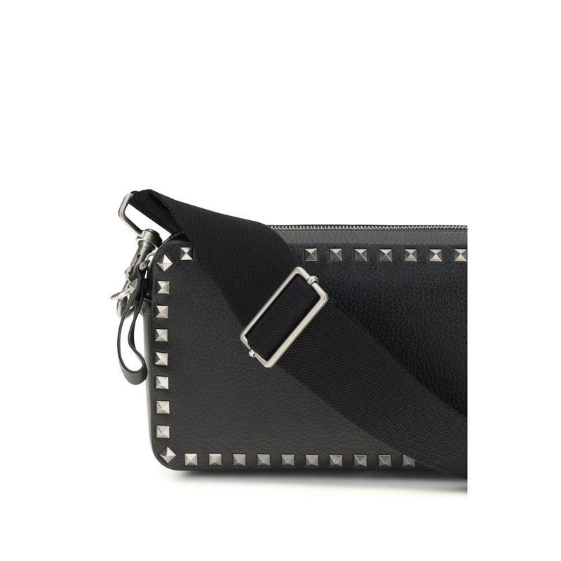 Valentino Garavani Black Calf Leather Bos Taurus Shoulder Bag