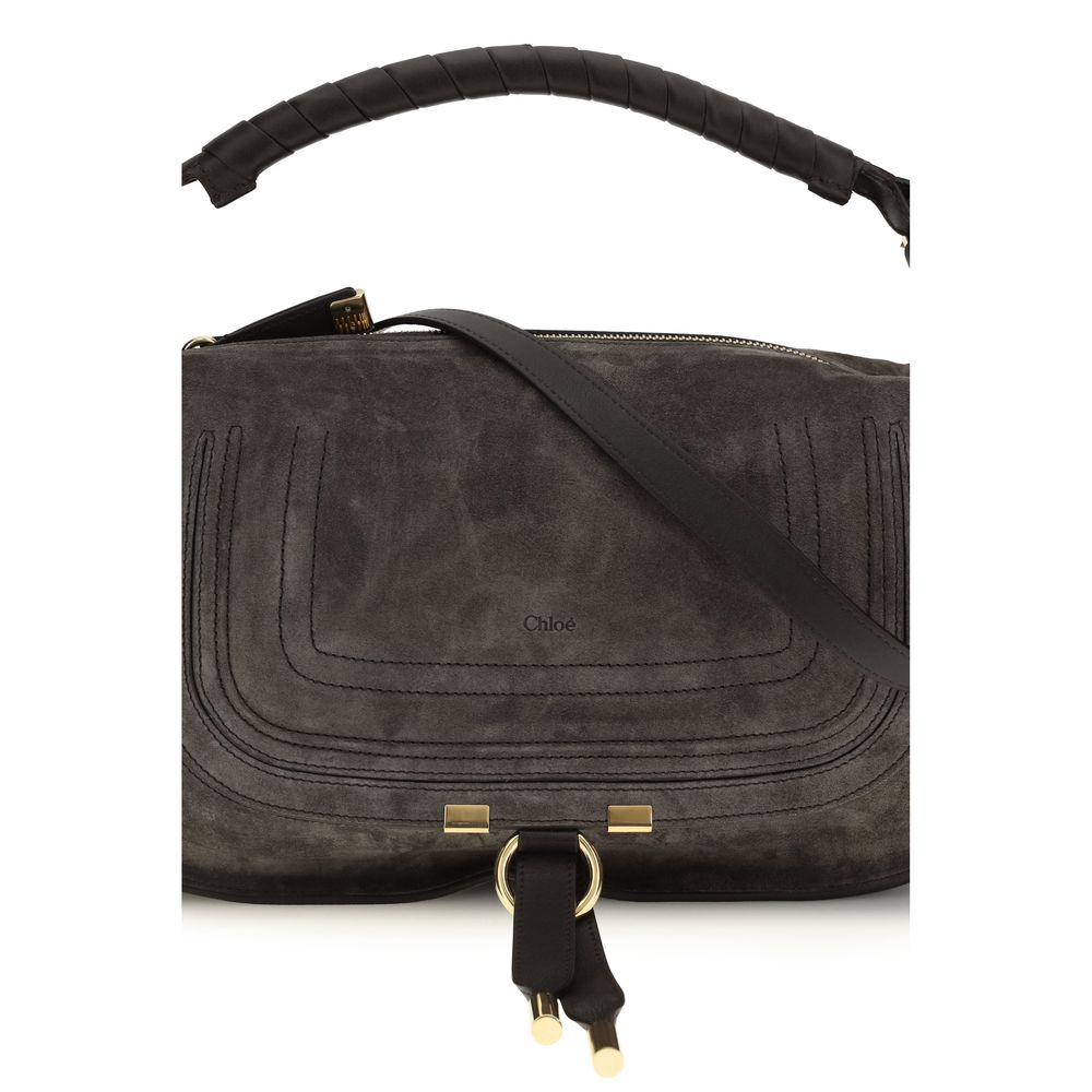Chloé Brown Calf Leather Marcie Shoulder Bag