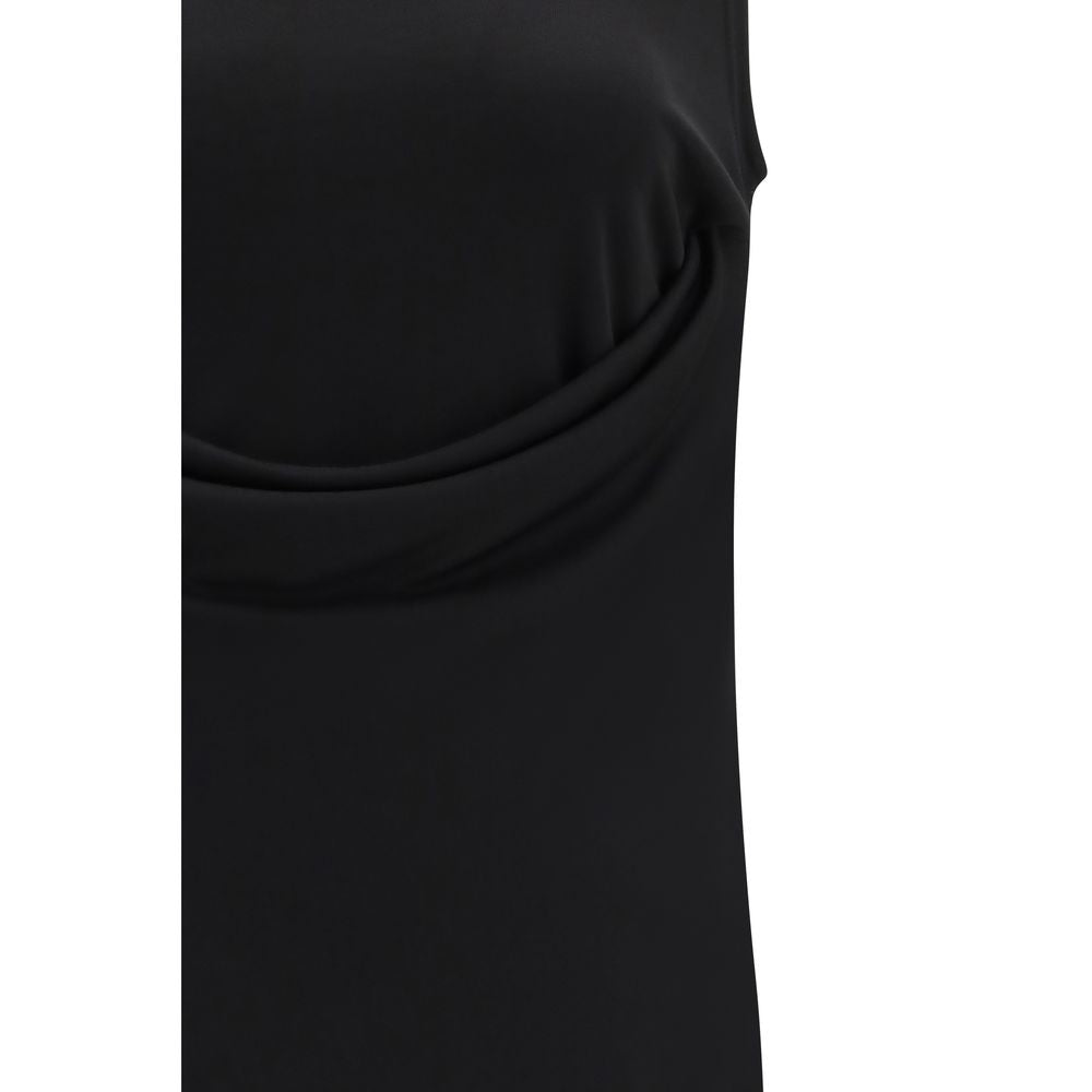 Ami Paris Black Viscose Top with Lavallière Neckline