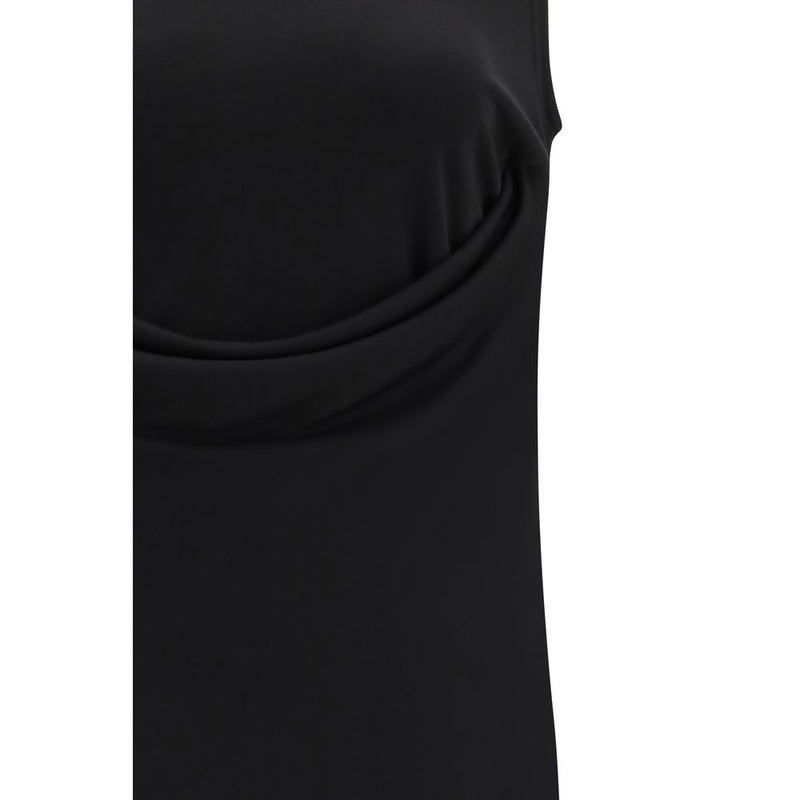 Ami Paris Black Viscose Top with Lavallière Neckline