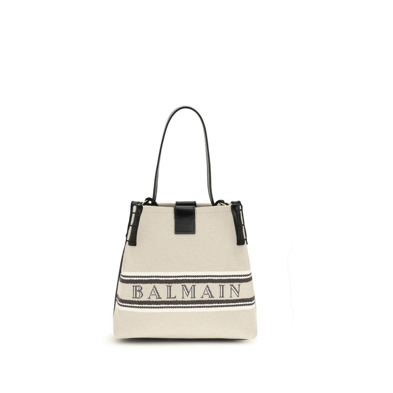 Balmain Release Bucket Bag - Elegant Beige Cotton Shoulder Bag