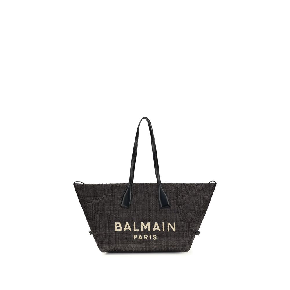 Sac à épaule Balmain Black Raffia Track